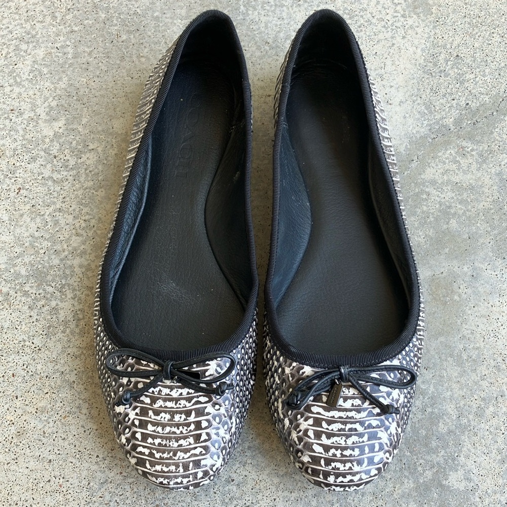 COACH Snakeskin Ballet Flats, 7.5